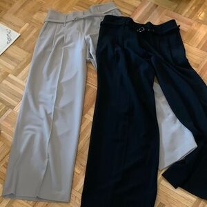(2) Ann Taylor LOFT Trouser Pants Wide Leg w/ Belt - Women's Size 6